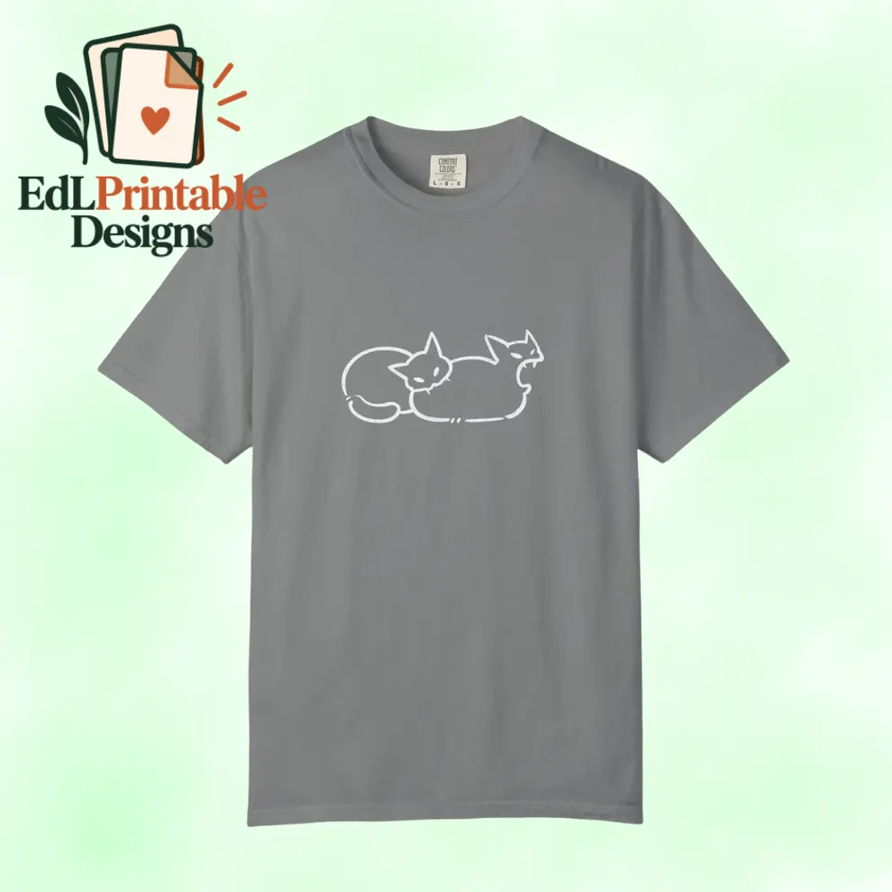 Biting Cats Line Art T-Shirt for Cat Lovers' Ultimate Comfort