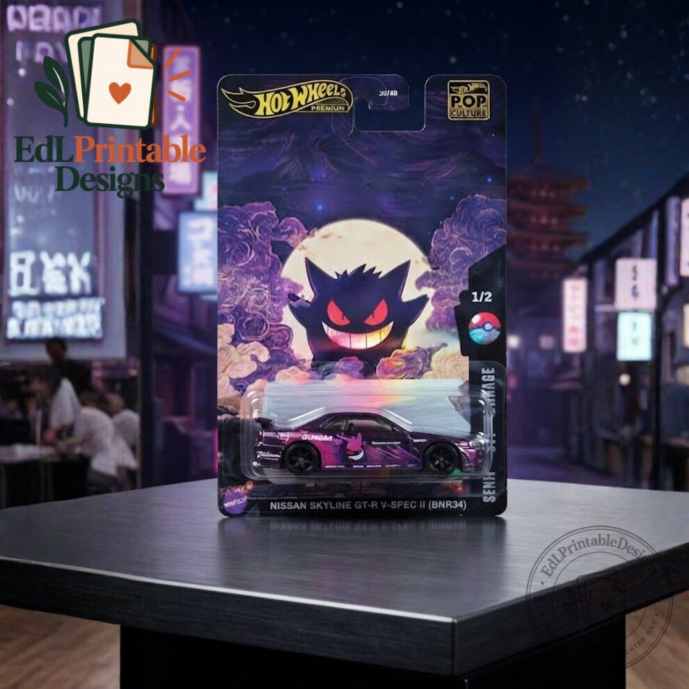 Hot Wheels Pop Culture Nissan Skyline GTR R34 Gengar Diecast Collectible Car