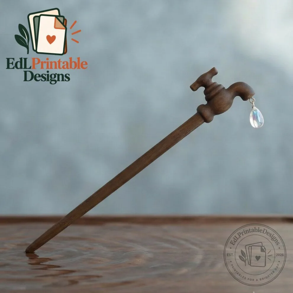 Unique Wooden Tap Hair Fork with Drip Charm Hair Accessory