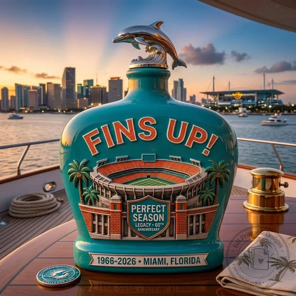 Miami Dolphins 60th Anniversary Commemorative Decanter 3 Miami Dolphins 60th Anniversary Commemorative Decanter