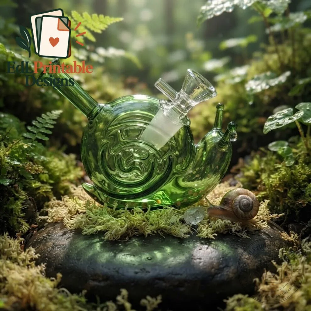Cute Green Snail Glass Bong