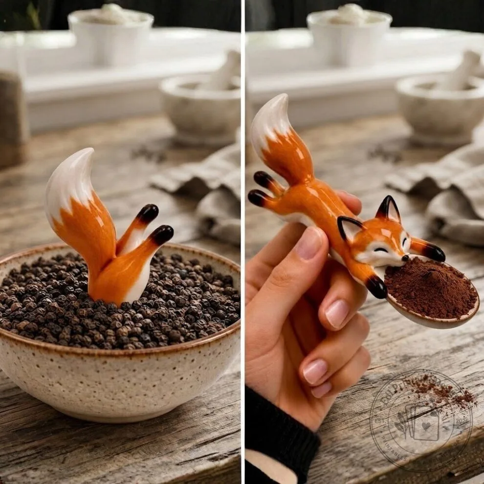 Cute Ceramic Fox Measuring Spoon Kitchen Decor