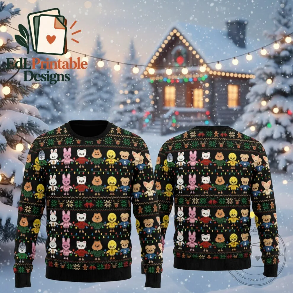 Fairy Light Skzoo Merry Christmas Stay Ugly Christmas Sweater