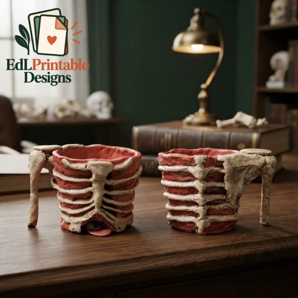 Spooky Human Anatomy Rib Cage Sculpted Mug