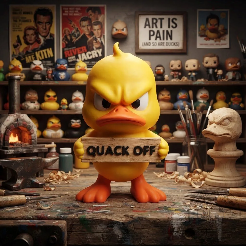 Angry Duck Quack Off Resin Art Toy Collectible Figurine Funny Desk Decor