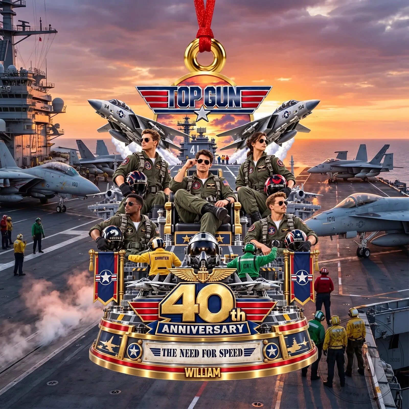Top Gun 40th Anniversary Fighter Jet Military Aircraft Holiday Tree Ornament