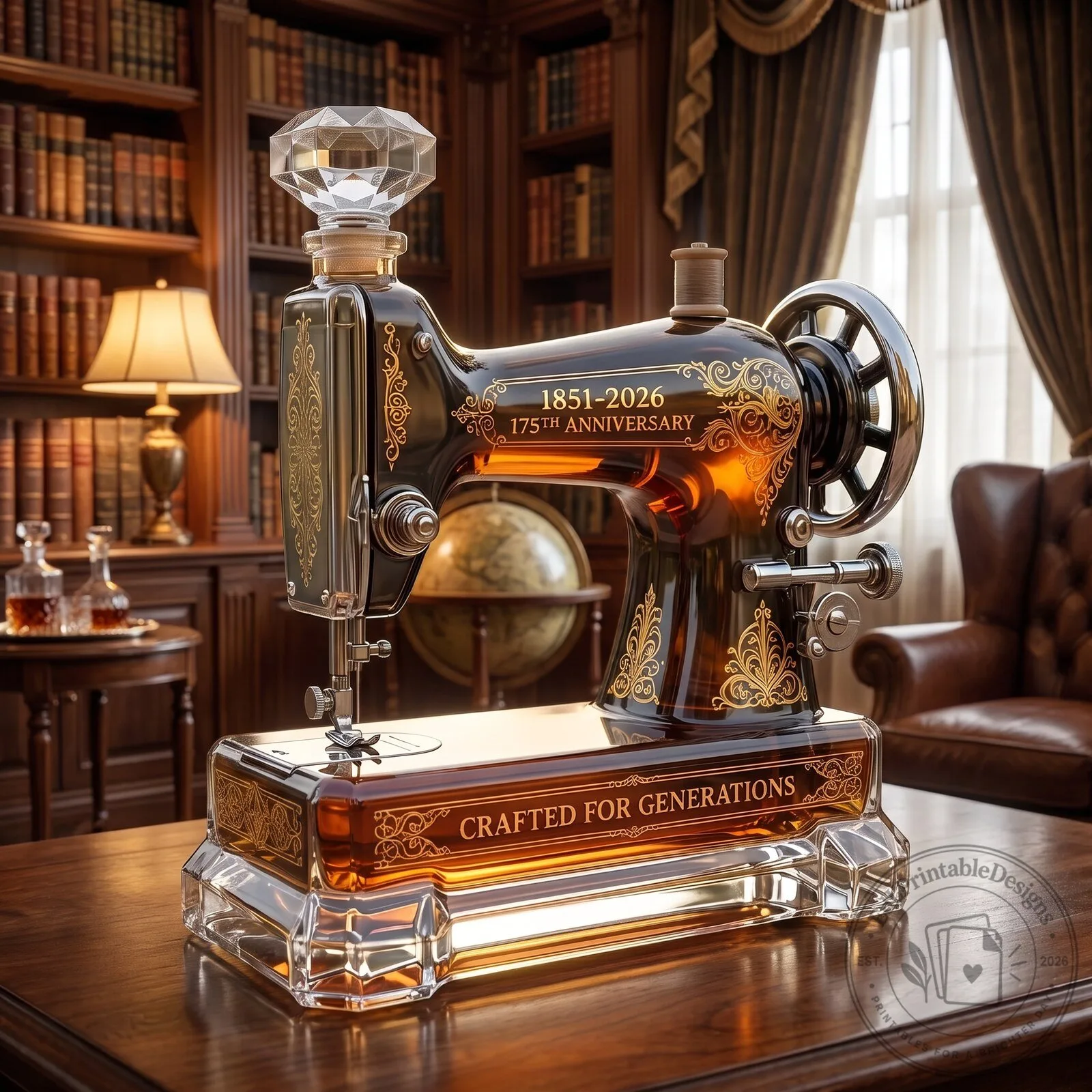 Classic Sewing Machine 1851–2026 175th Anniversary Commemorative Whisky Bottle