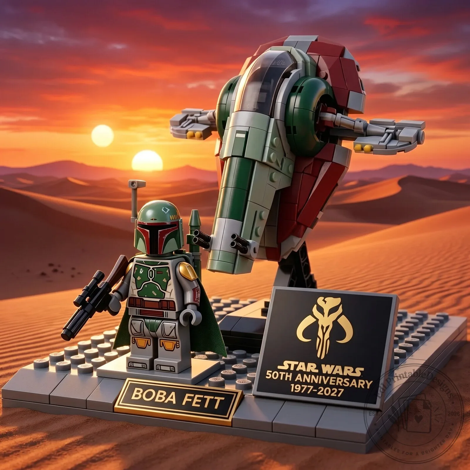 Star Wars Boba Fett Starship Building Block Set 50th Anniversary