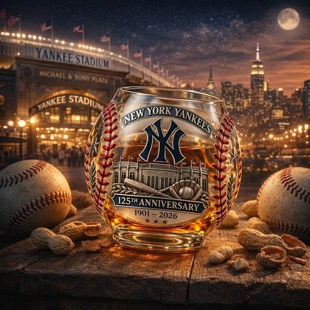 New York Yankees The Bronx Bombers 125th Anniversary Commemorative Glass